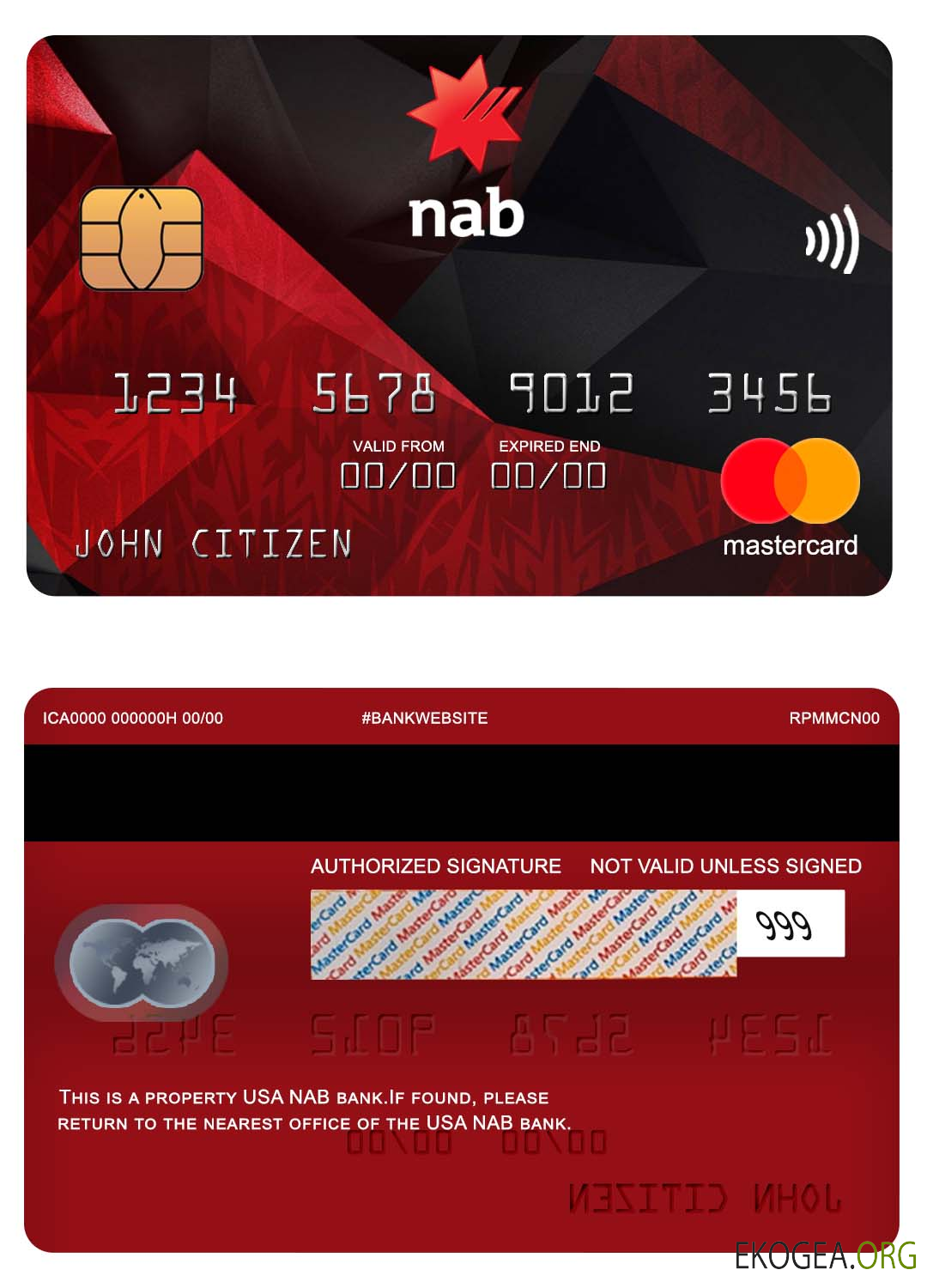 Mastercard de la banque NAB américaine